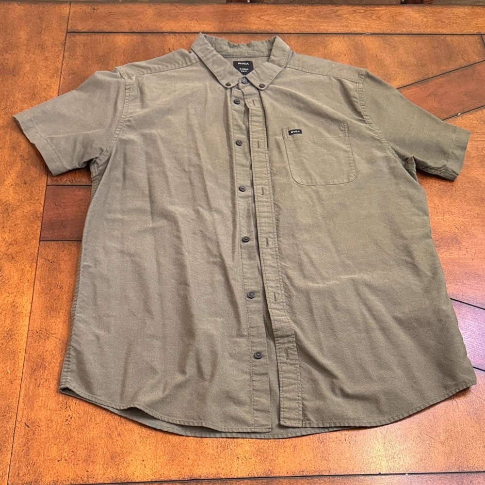 RVCA Olive Short Sleeve Button Down Shirt